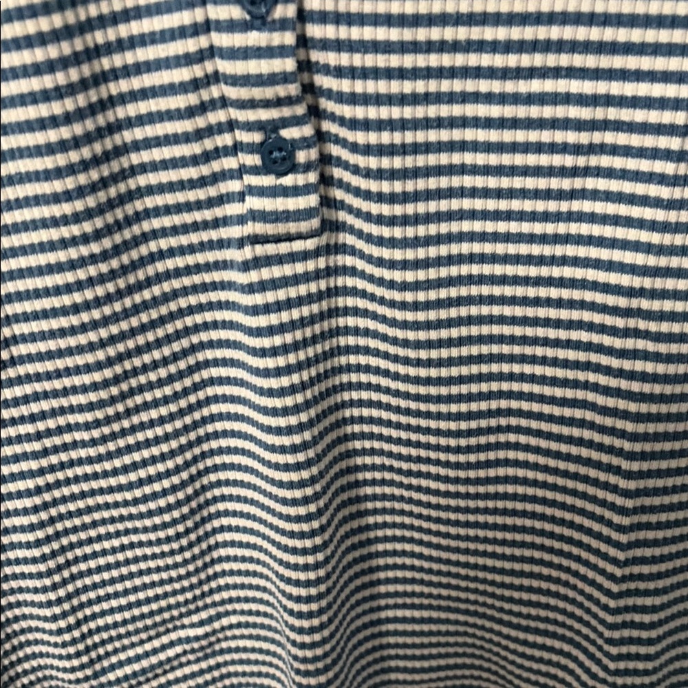 Women’s Striped Polo Tee in Navy & White - Picture 4 of 5